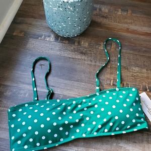 Green & White Polka Dot Bikini Top